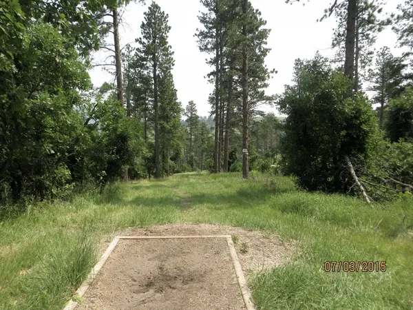Spearfish Canyon DGC: Hole 9 · Tee pad · Jul 2015, photo by Vey Thach